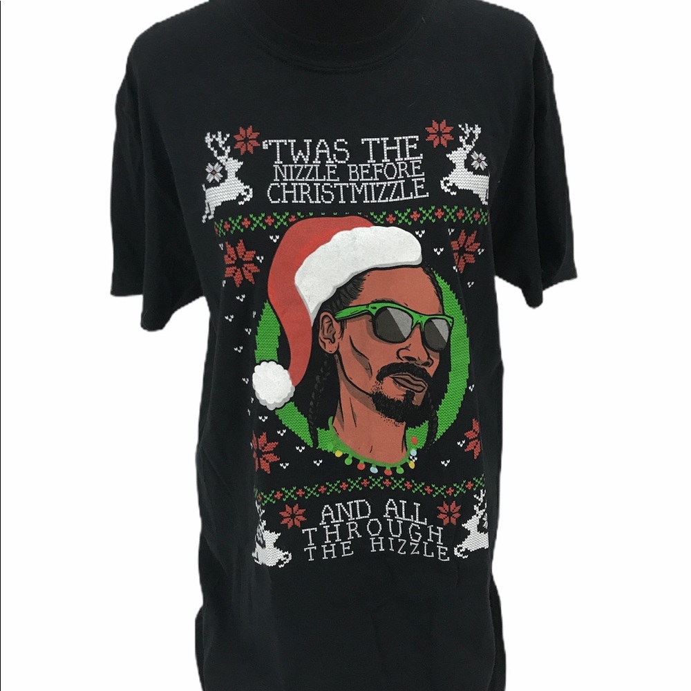 Snoop Dogg ‘Twas the Nizzle Before Chistmizzle T-Shirt, Black, Large